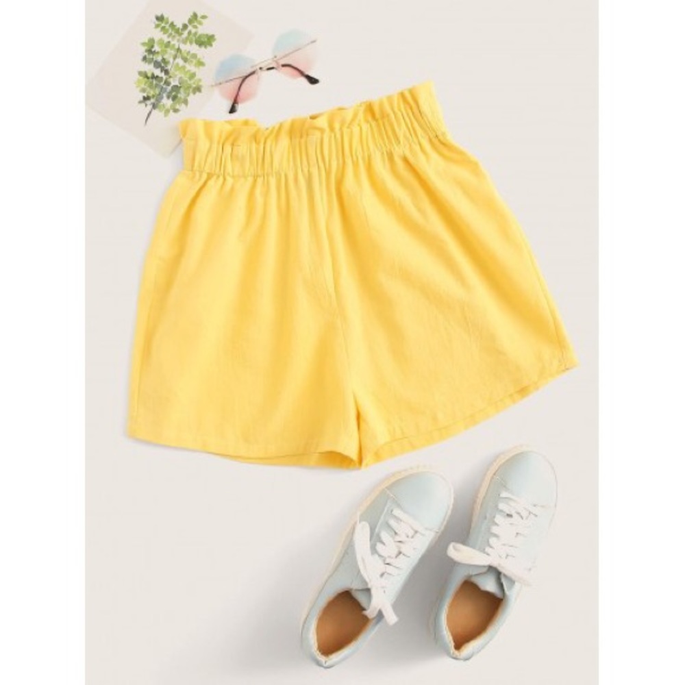 Frilled Elastic Waist Paperbag Shorts